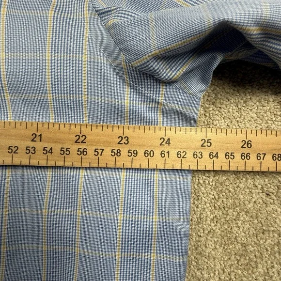 Charles Tyrwhitt Men Dress Shirt Size 17/35 Fit Blue Plaid French Cuff - Picture 5 of 6